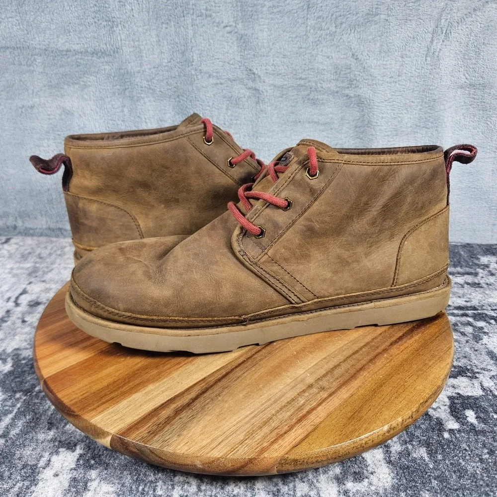 UGG Neumel Waterproof Brown Chukka Shearling Lined Ankle Boots Men Sz 12 1017254